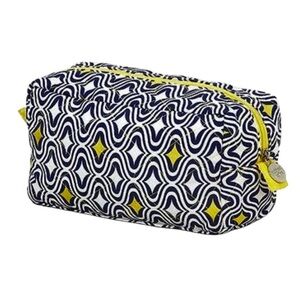 NWT Quilted Cosmetic Bag Buckhead Betties Curve Appeal Navy Yellow